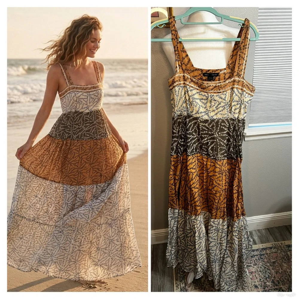 French Connection Maxi Dress 10 Large
Cotton tiered Multicolor Polkadot - Picture 1 of 14